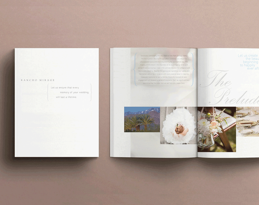 Luxe marketing materials — Rancho Mirage wedding brochure